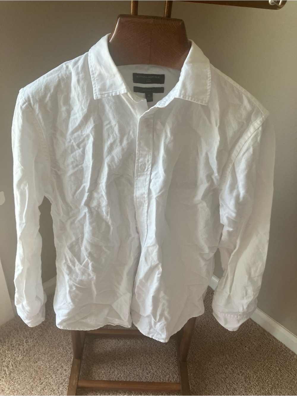 Banana Republic White Linen Button-Up Shirt